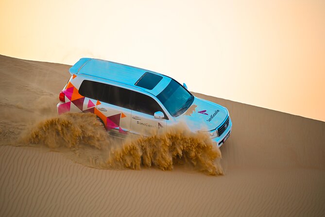 Abu Dhabi Evening Desert Safari - Private car Dune bashing & BBQ - The remote camp after dark