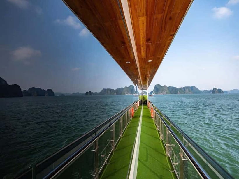 Ha Long Bay Cruise w/ Jacuzzi, Kayak & Limo from Hanoi - Sunset refreshments on the return cruise