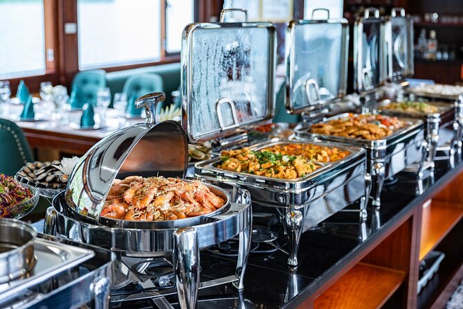 Halong bay 5star Cruise Day Trip: Buffet lunch & Limousine bus - Buffet lunch with the karst islands outside the window