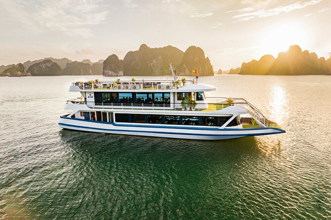 Halong Bay Luxury Cruise Day Trip: Buffet lunch & Limousine bus - Lunch on the boat, with a view