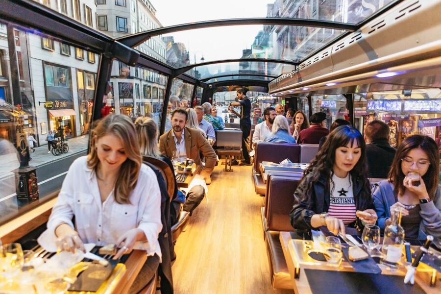 London: 6-Course Gourmet Dinner on a Luxury Coach - A glass roof above London’s landmarks