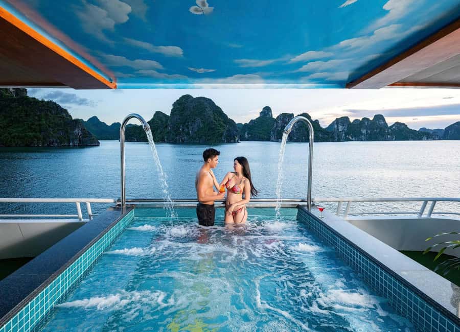 Luxury 6-Star Azura Cruise Halong Bay, Free Hanoi Limousine - Reaching Tuan Chau Marina from Hanoi